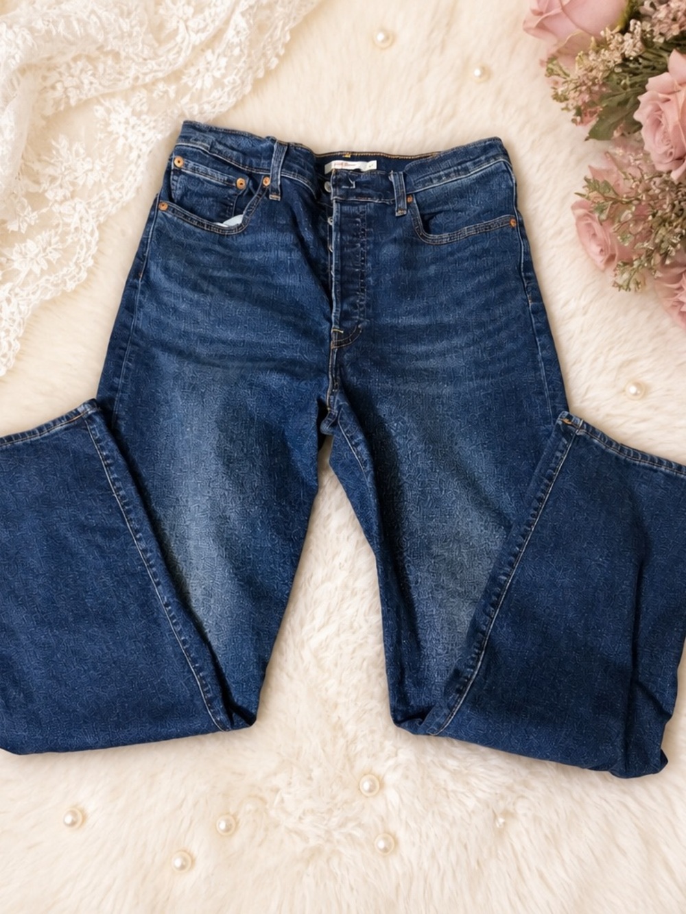 Levi's Rib cage straight Leg Jeans - Dark Blue Denim